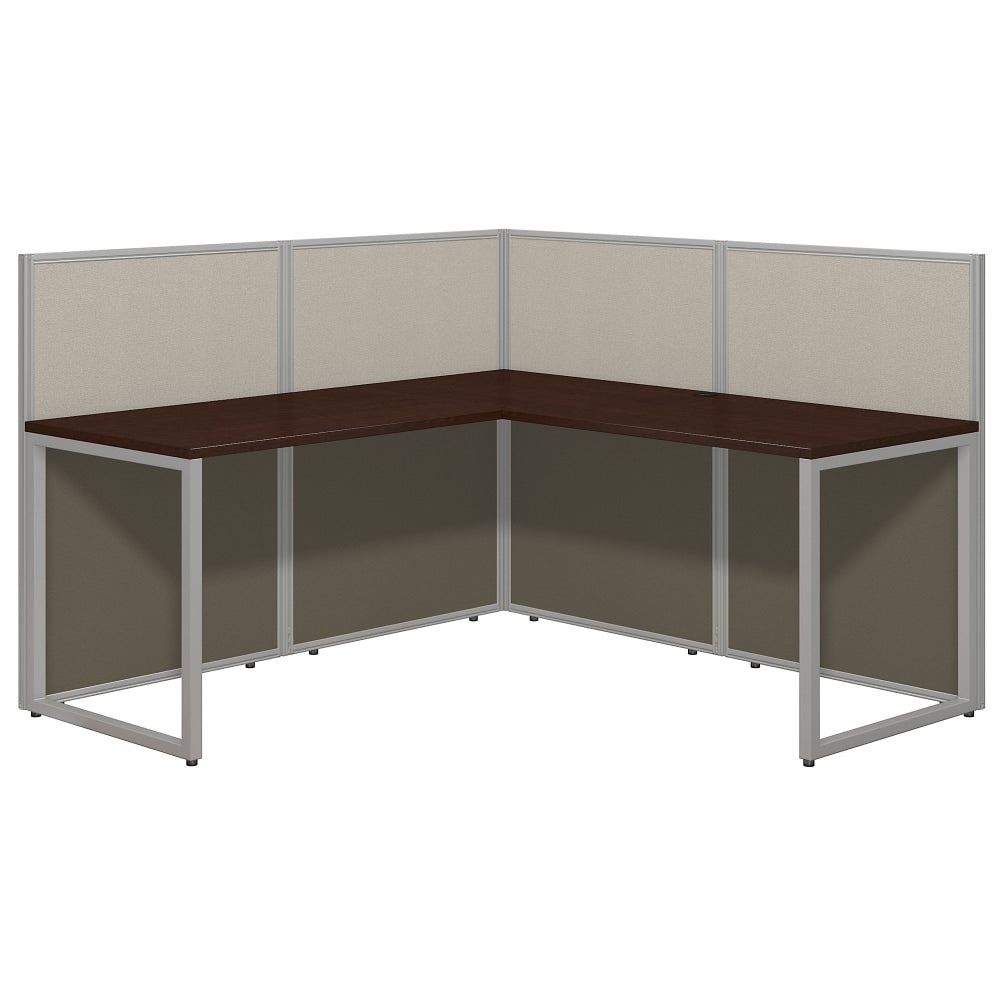 Bush Business Furniture Easy Office 60inW L-Shaped Cubicle Desk Workstation With 45inH Panels, Mocha Cherry/Silver Gray, Standard Delivery