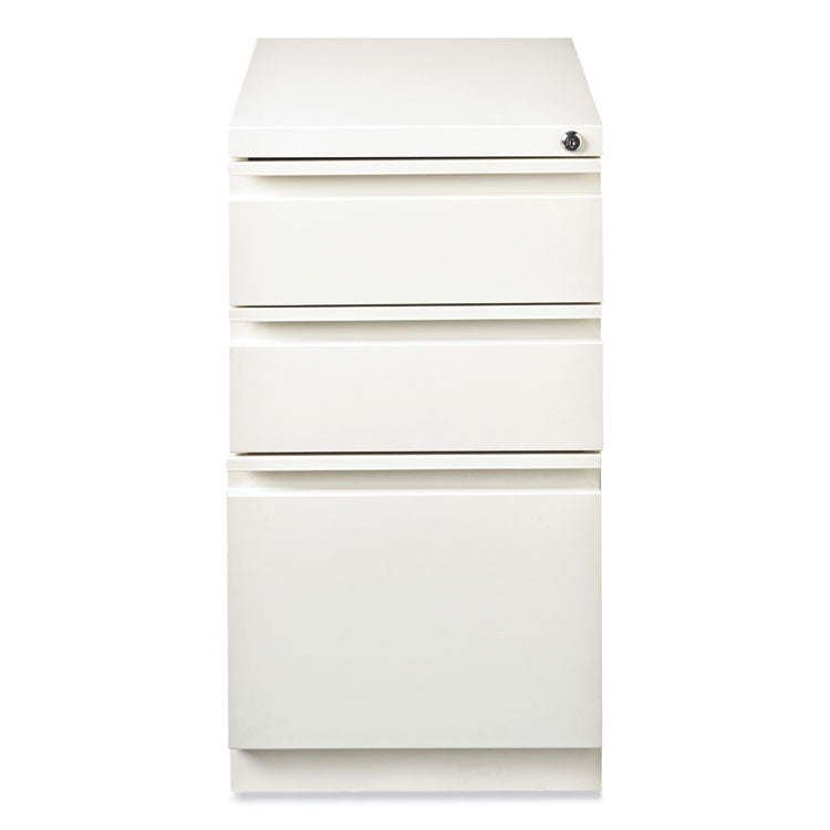 Full-Width Pull 20 Deep Mobile Pedestal File, 3-Drawer: Box/Box/File, Letter, White, 15 x 19.88 x 27.75