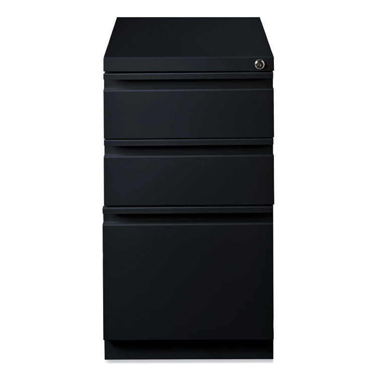 Full-Width Pull 20 Deep Mobile Pedestal File, 3-Drawer: Box/Box/File, Letter, Black, 15 x 19.88 x 27.75