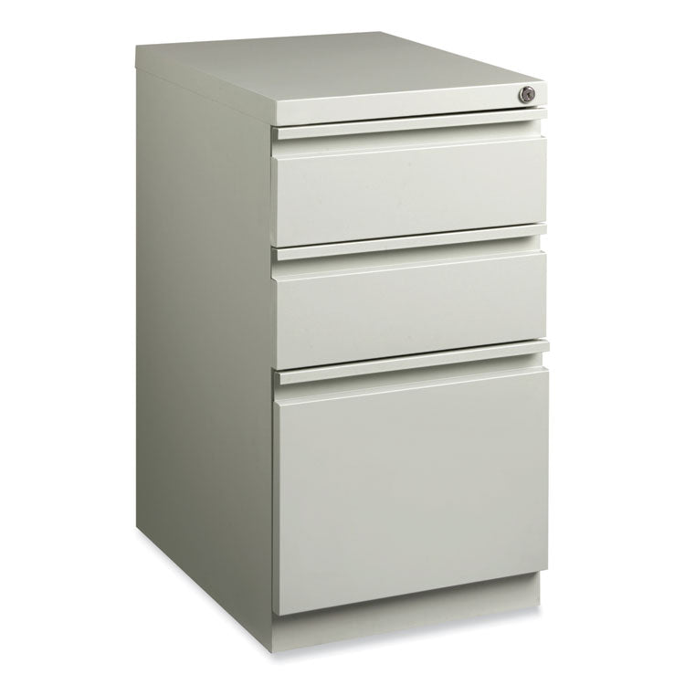 Full-Width Pull 20 Deep Mobile Pedestal File, 3-Drawer: Box/Box/File, Letter, Light Gray, 15 x 19.88 x 27.75