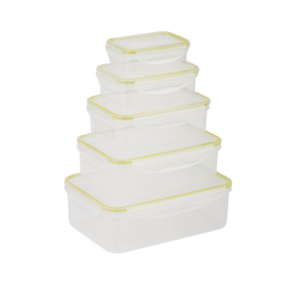 Honey-Can-Do Snap-Tab 10-Piece Food Storage Set, 0.3 - 2.6 Qt, Clear