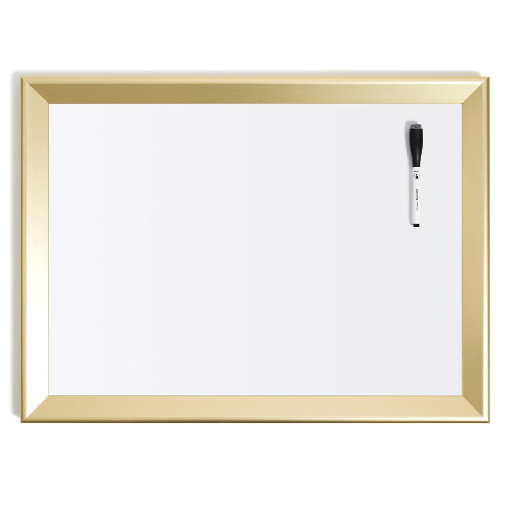 U Brands Magnetic Dry-Erase Boards, Steel, 23in X 17in, Gold Aluminum Frame