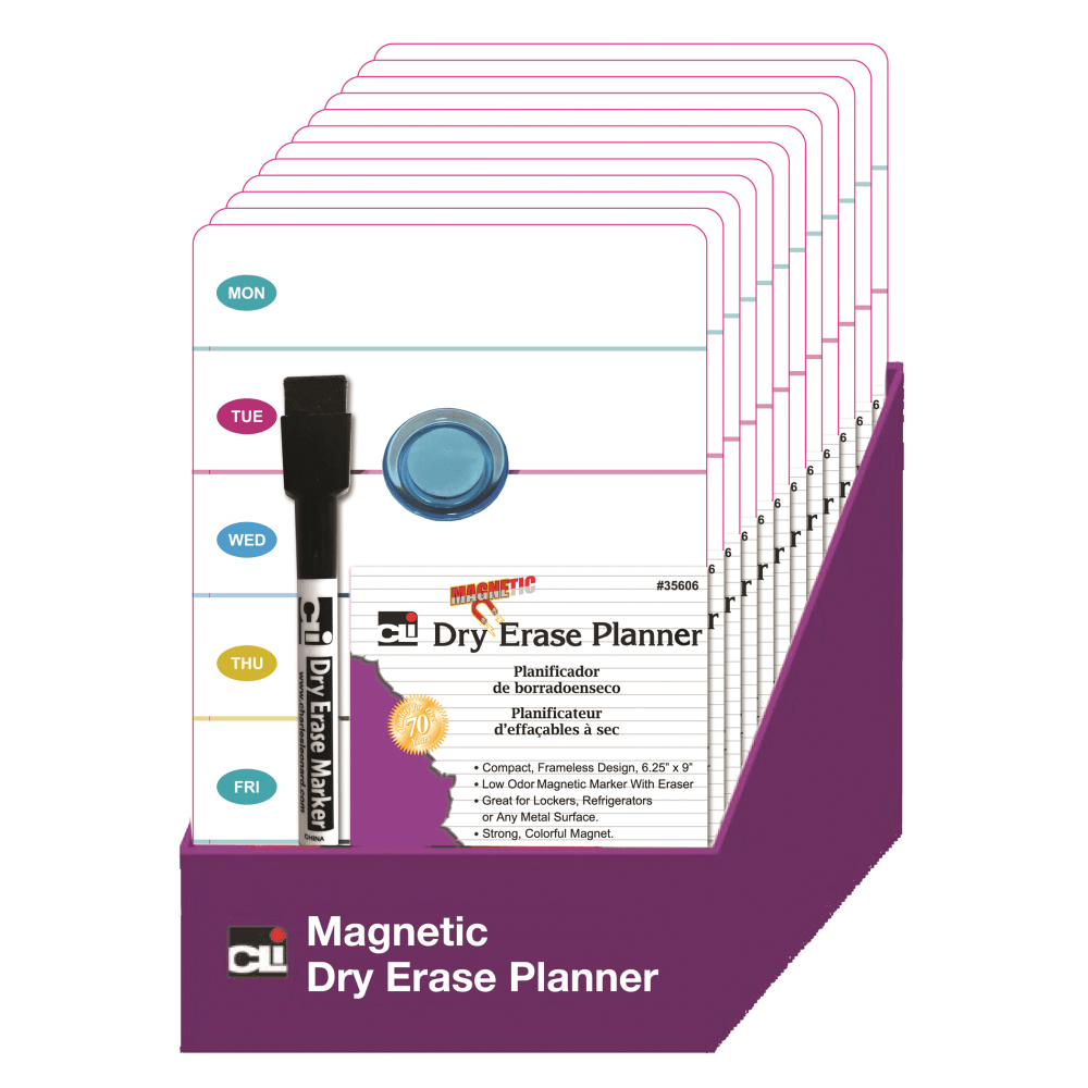 Charles Leonard Mini Magnetic Dry-Erase Planning Boards With Marker & Magnet, 6-1/4in x 9in, Set Of 12