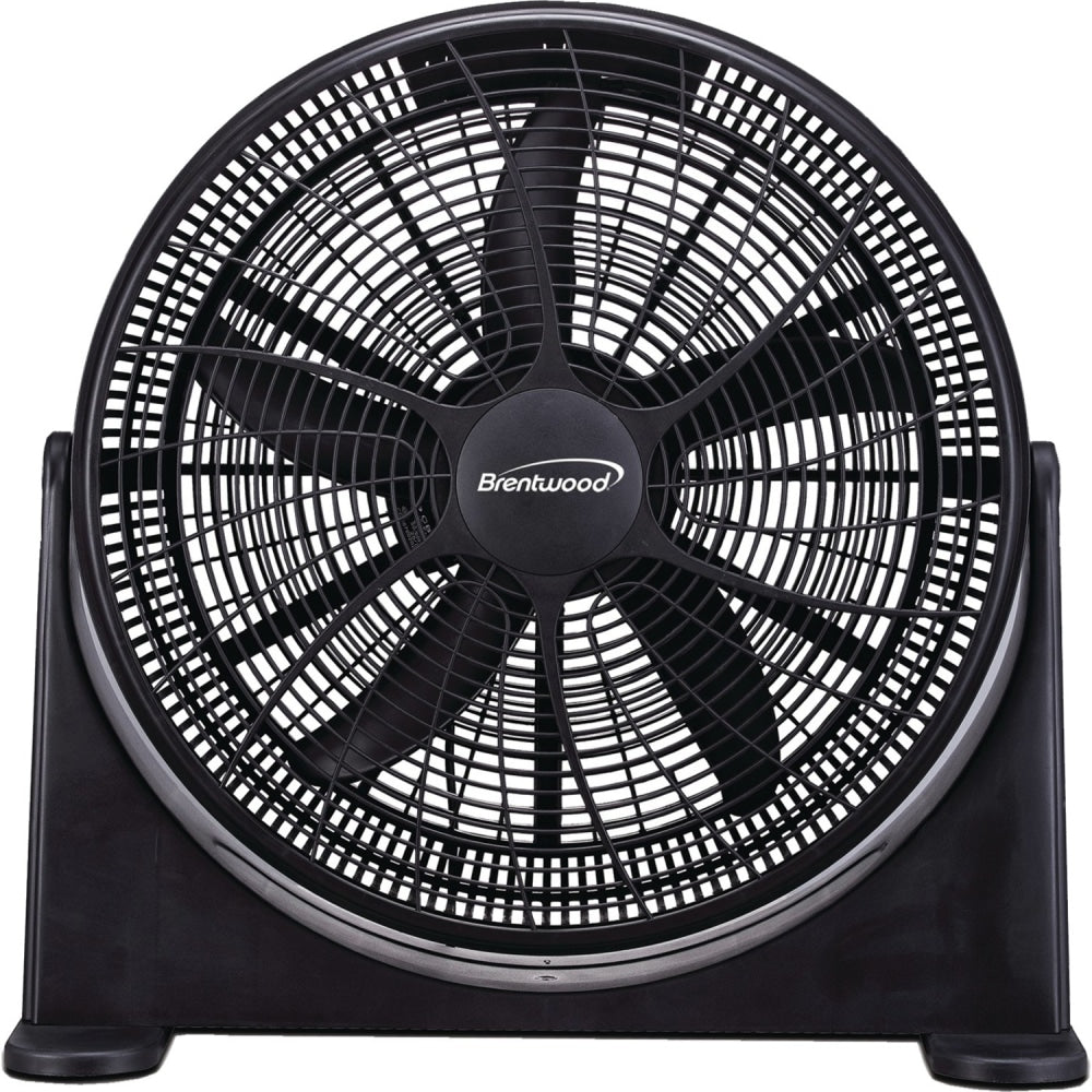 Brentwood Kool Zone F-20BKR 20in High-Velocity Fan - 20in Diameter - 3 Speed - Air Circulation, Adjustable Tilt Head, Carrying Handle - Black