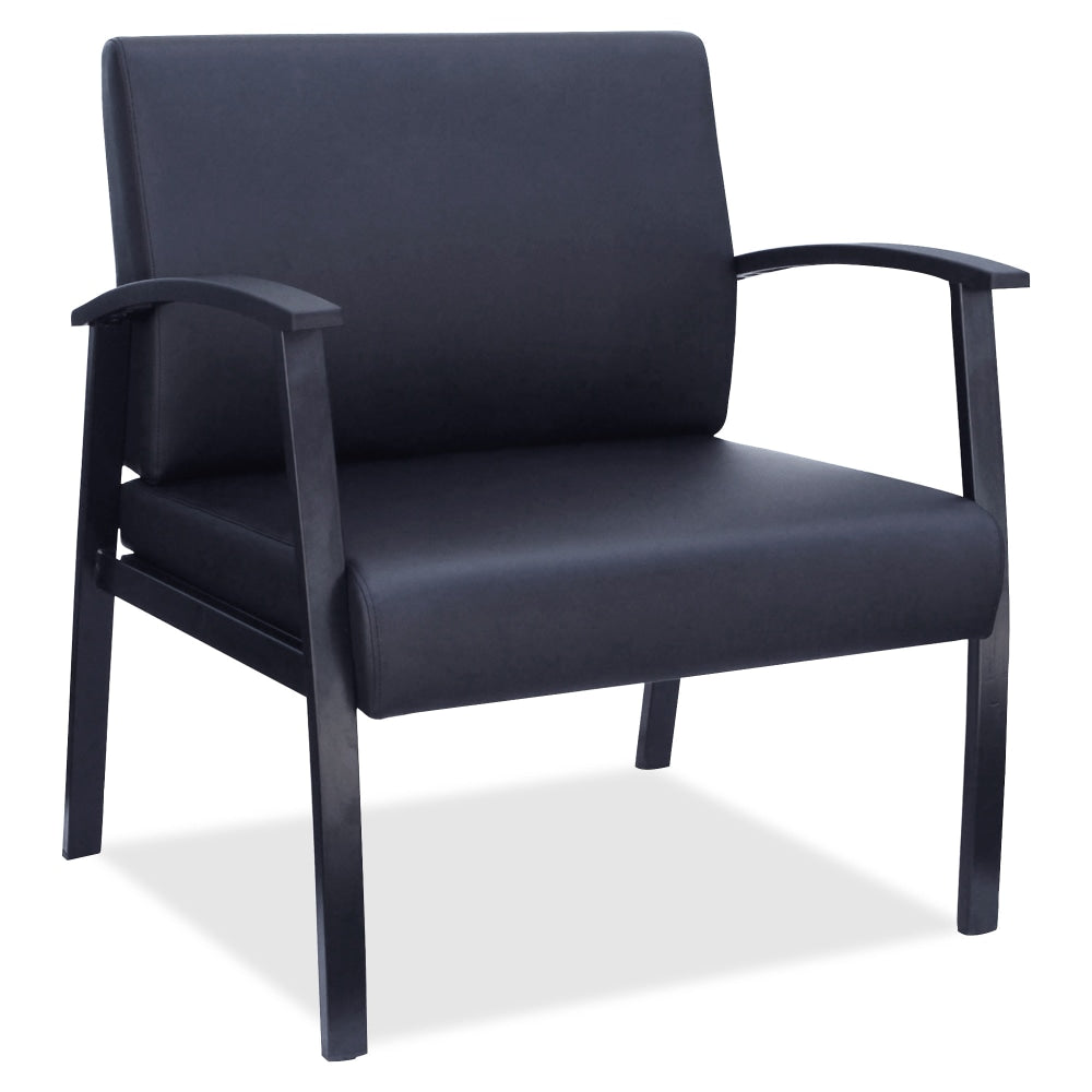 Lorell Big & Tall Bonded Leather Guest Chair, With Lumbar Support, Black