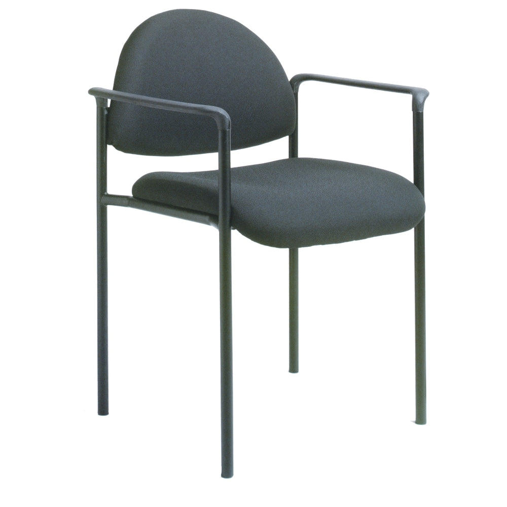 Boss Office Products Fabric Stacking Chair With Arms, Black