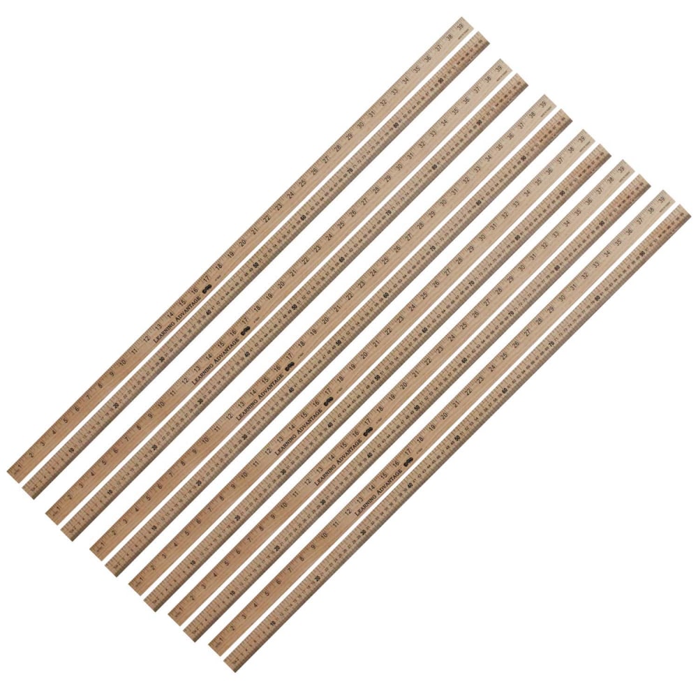 Learning Advantage Reverse Calibrated Wood Meter Sticks, 38 3/8in, Black/Tan, Pack Of 6