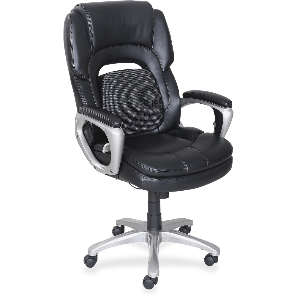 Lorell Wellness by Design Accucel Executive Ergonomic Bonded Leather Chair, Black