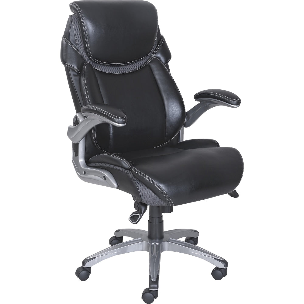 Lorell Wellness by Design Ergonomic Bonded Leather Executive Chair, With Dormeo Octaspring Technology, Black