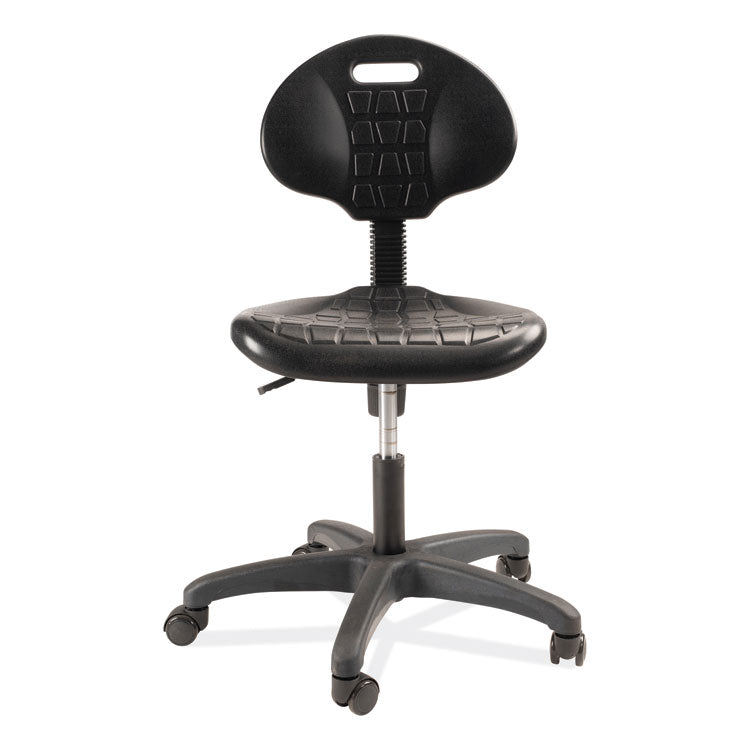6700 Series Polyurethane Adj Height Task Chair, Supports 300 lb, 16" to 21" Seat Height, Black Seat, Black Back, Black Base