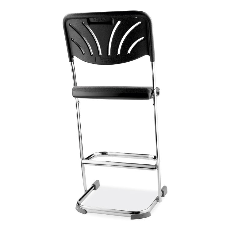 6600 Series Elephant Z-Stool With Backrest, Supports Up to 500 lb, 24" Seat Heightt, Black Seat, Black Back, Chrome Frame