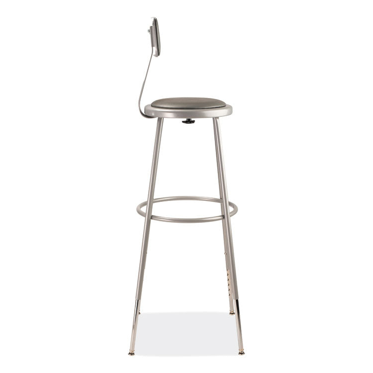 6400 Series Height Adjustable Heavy Duty Padded Stool with Backrest, Supports 300 Up to lb, 32" to 39" Seat Height, Gray