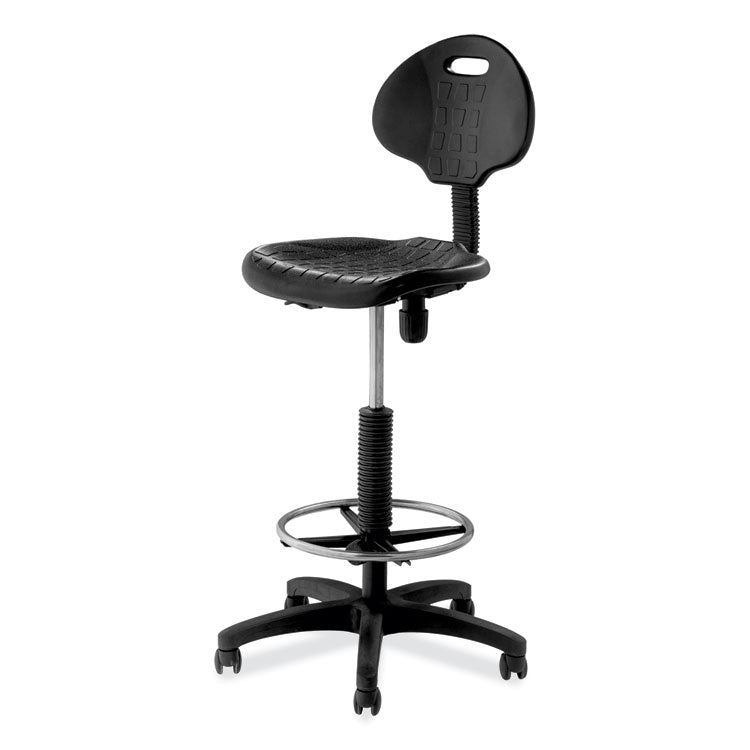 6700 Series Adjustable Height Polyurethane Task Stool, Supports Up to 300 lb, 22" to 32" Seat Height, Black