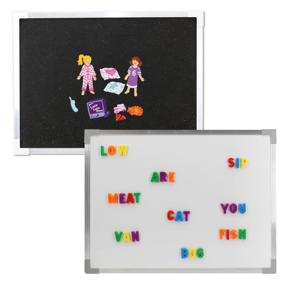 Crestline Products Magnetic Dry-Erase Whiteboard And Flannel Board, 18in x 24in, Silver Aluminum Frame