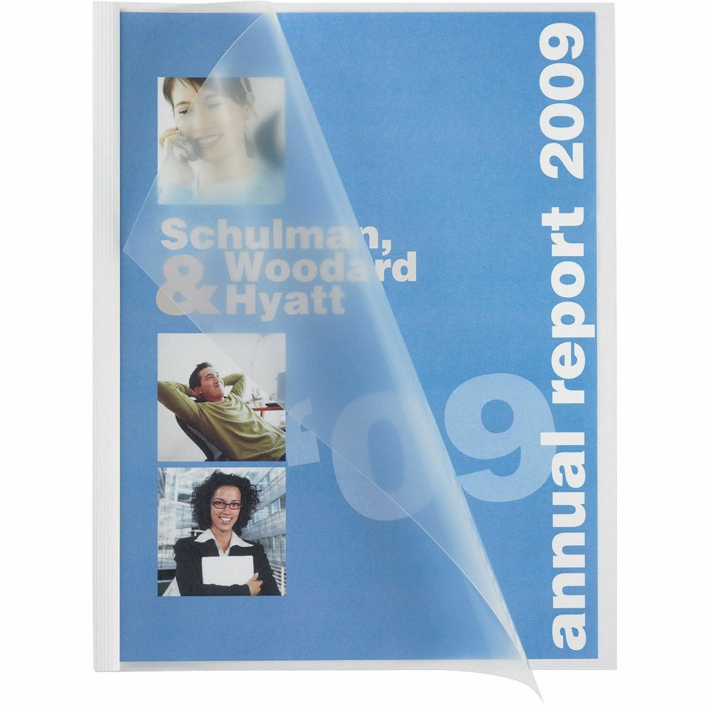 Business Source Report Cover - 1/8in Folder Capacity - 8 1/8in x 11in - Polypropylene - White - 50 / Box