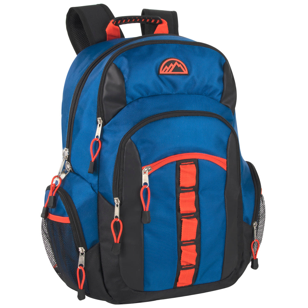 Mountain Edge Multi-Pocket Daisy Chain Backpack With 17in Laptop Sleeve, Blue