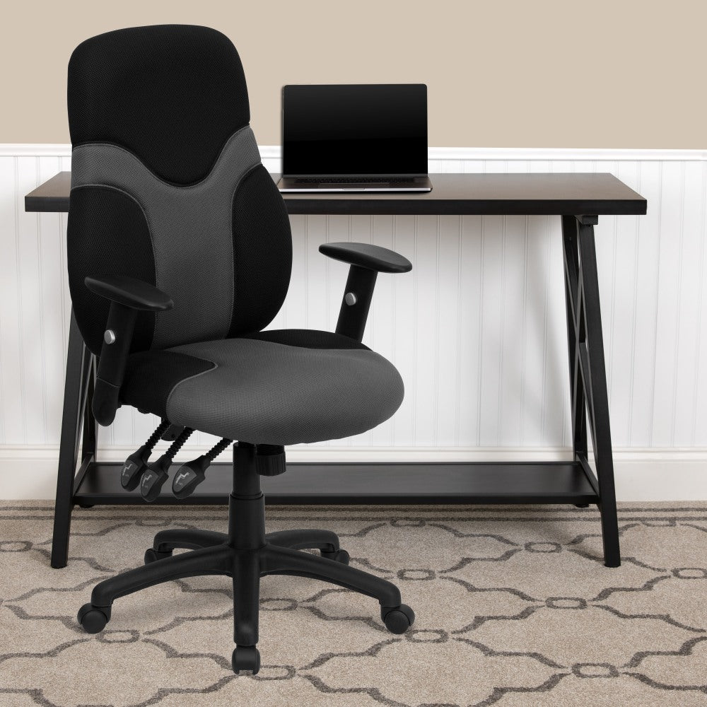 Flash Furniture Mesh High-Back Ergonomic Swivel Chair With Adjustable Arms, Black/Gray