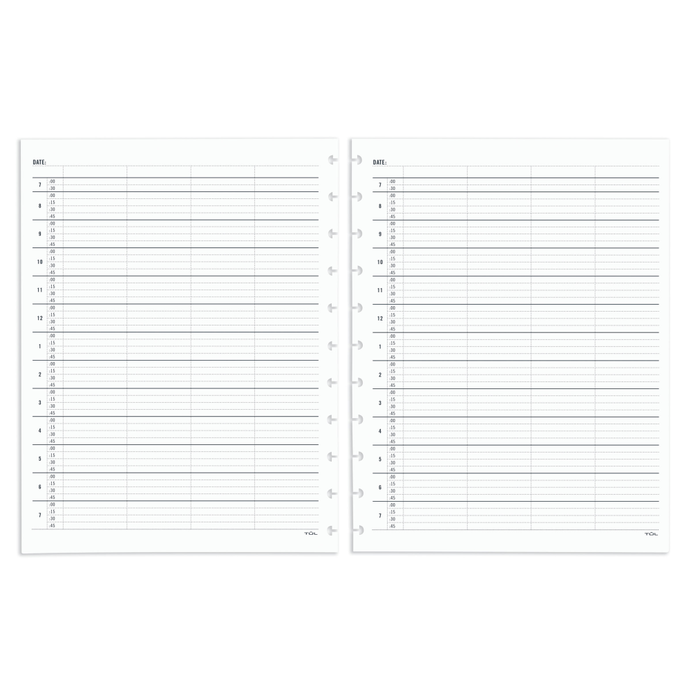 TUL Discbound Daily Appointment Refill Pages, 4-Person Group Appointments, Letter Size, Undated, 50 Sheets