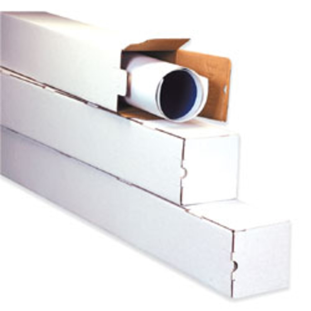 Partners Brand White Square Mailing Tubes, 3in x 3in x 43in, Pack Of 25