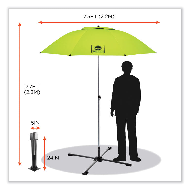 Shax 6199 Lightweight Work Umbrella Stand Kit, 7.5 ft dia x 92" Tall, Polyester/Steel, Lime