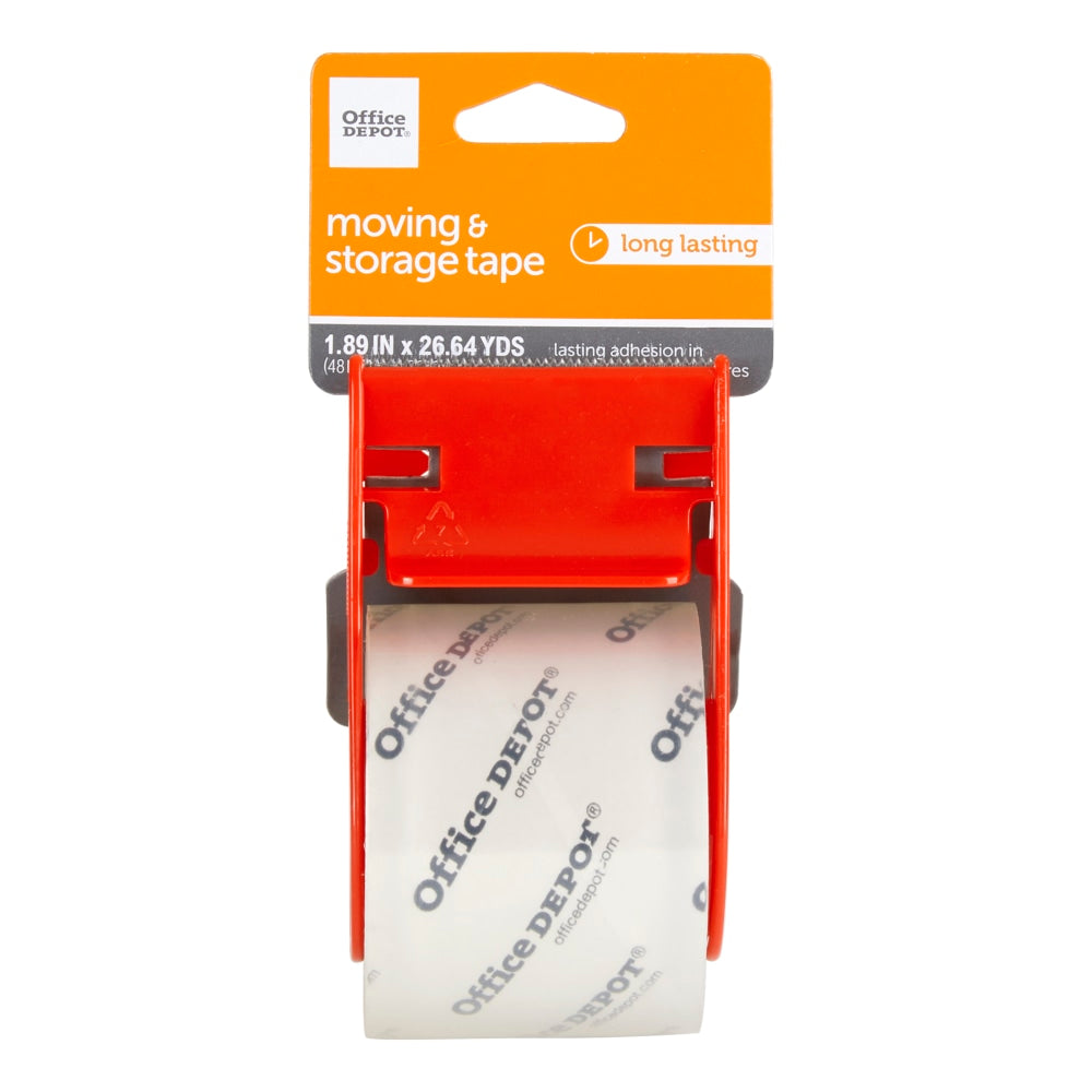 Office Depot Brand Moving & Storage Packing Tape With Dispenser, 1.89in x 26.64 Yd, Crystal Clear