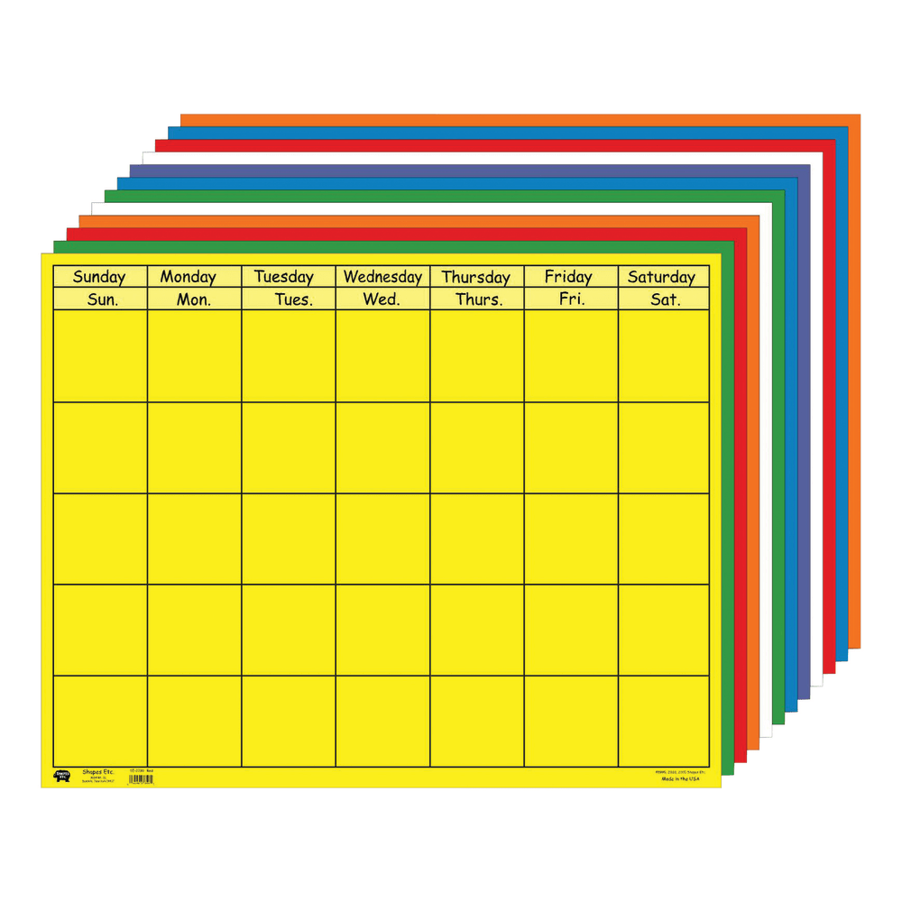 Creative Shapes Horizontal Calendars, 28in x 22in, Multicolor, Pack Of 12