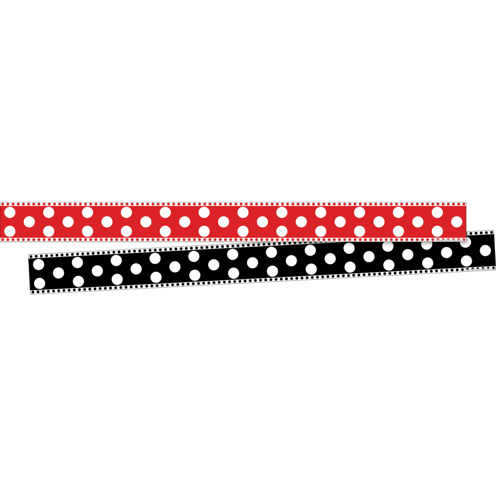 Barker Creek Double-Sided Straight-Edge Border Strips, 3in x 35in, Dots, Pack Of 12