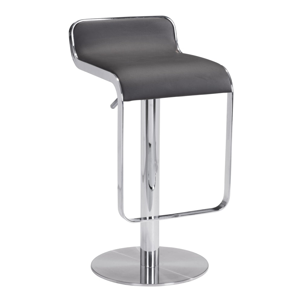 Zuo Equino Bonded Faux Leather Barstool, Espresso/Chrome