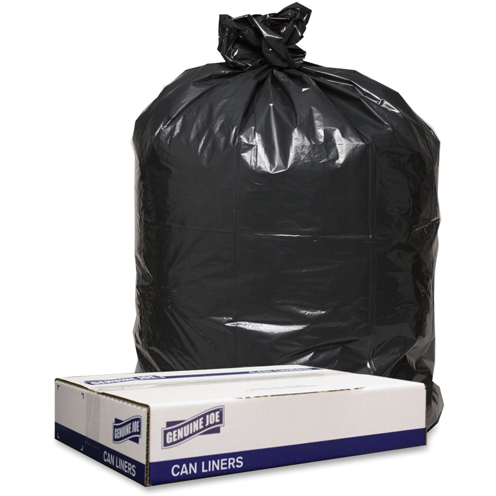 Genuine Joe Low Density Black Can Liners - 56 gal Capacity - 43in Width x 47in Length - 1.20 mil (30 Micron) Thickness - Low Density - Black - 100/Carton - Can - Recycled