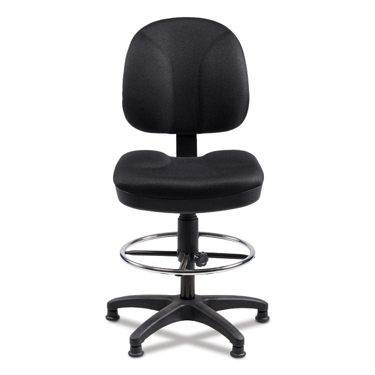 Comfort Task Stool, Supports Up to 300 lb, 24.5" to 34.5" Seat Height, Black Seat, Black Back, Black Base