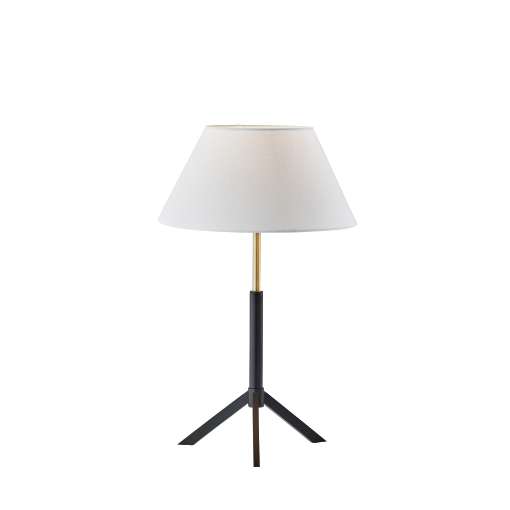 Adesso Harvey Table Lamp, 24inH, White Shade/Black/Brass Base