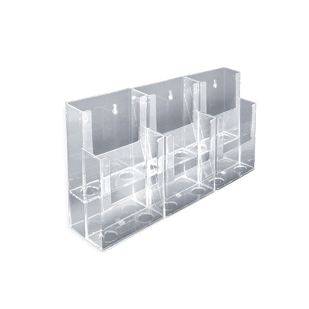 Azar Displays 2-Tier Modular Brochure Holders, 6-Pocket, Acrylic, 7inH x 12 1/2inW x 3 3/4inD, Clear, Pack Of 2