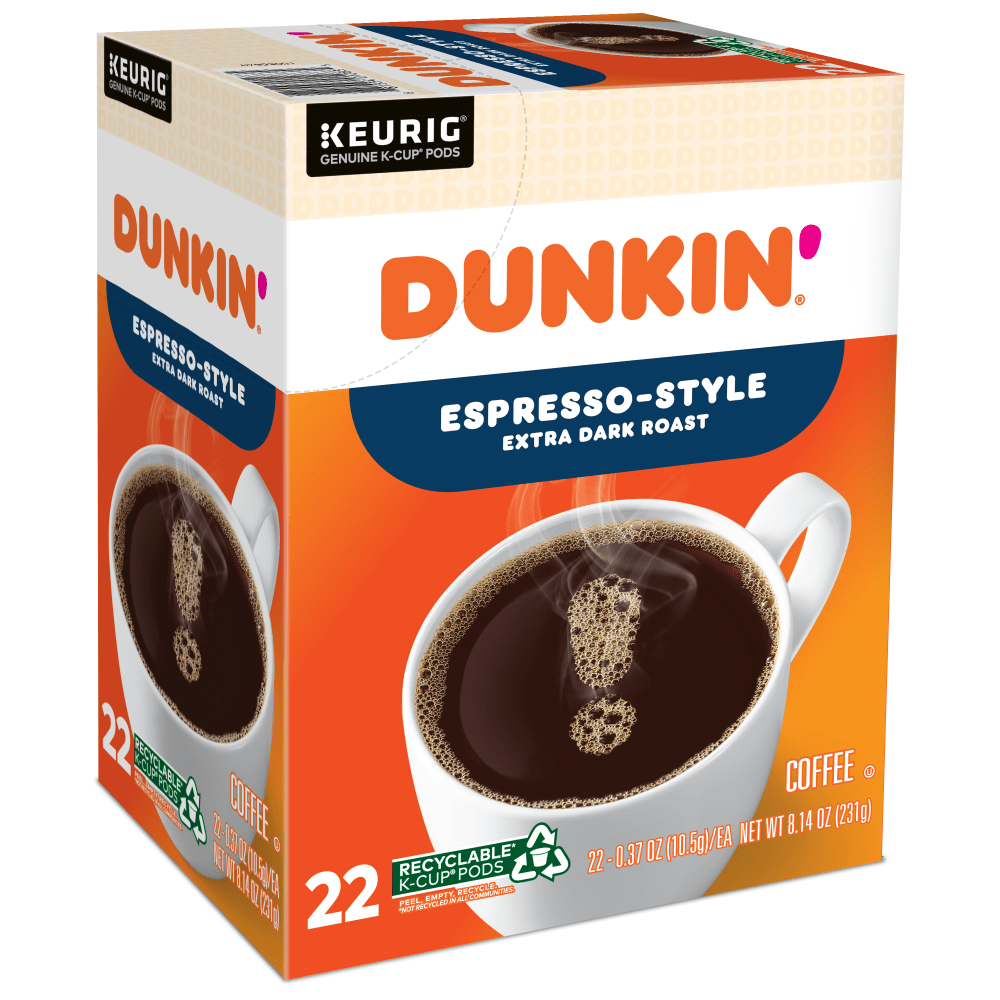 Dunkin Donuts Single-Serve Coffee K-Cup, Espresso, Carton Of 22