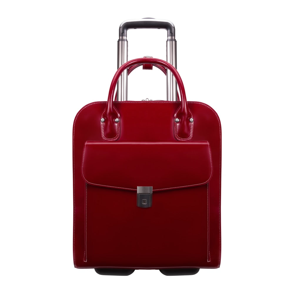 McKlein Uptown Vertical Wheeled Briefcase with 15in Laptop Pocket, Red