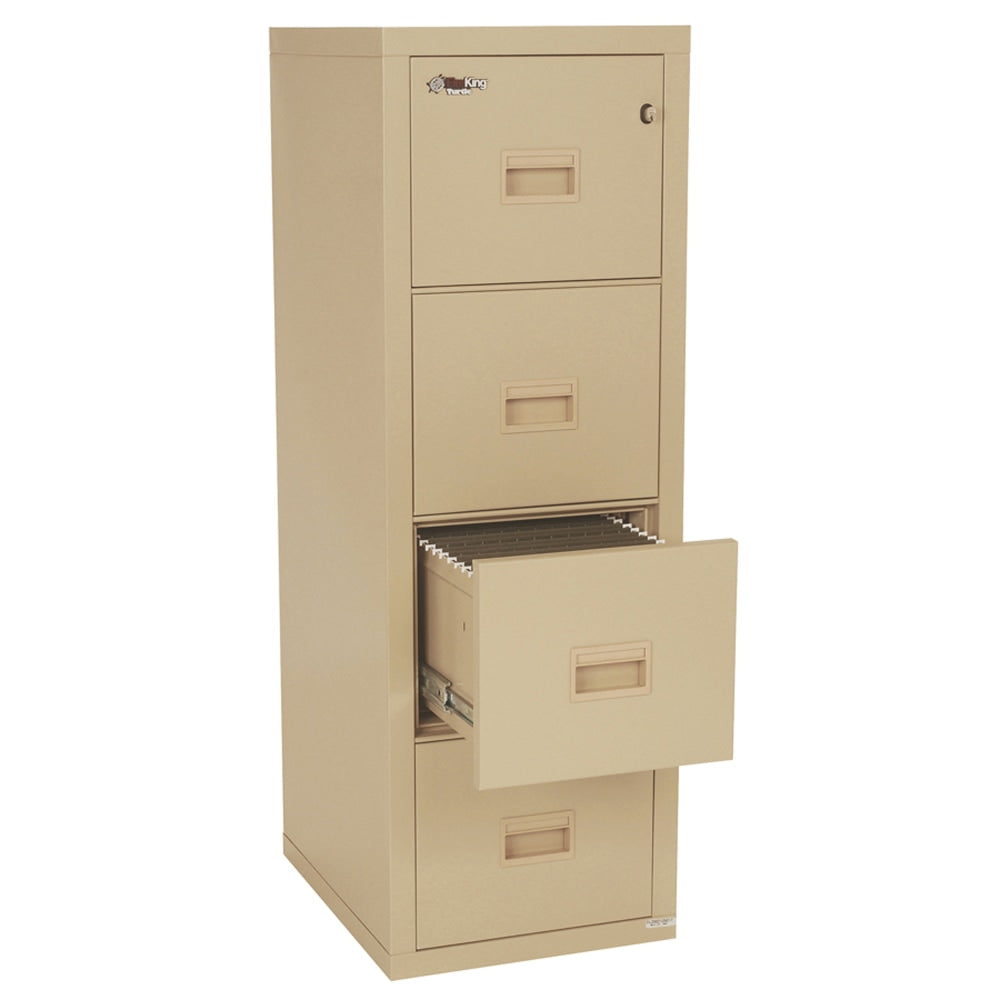 FireKing Turtle 22-1/8inD Vertical 4-Drawer Insulated Fireproof File Cabinet, Parchment, Dock-To-Dock Delivery