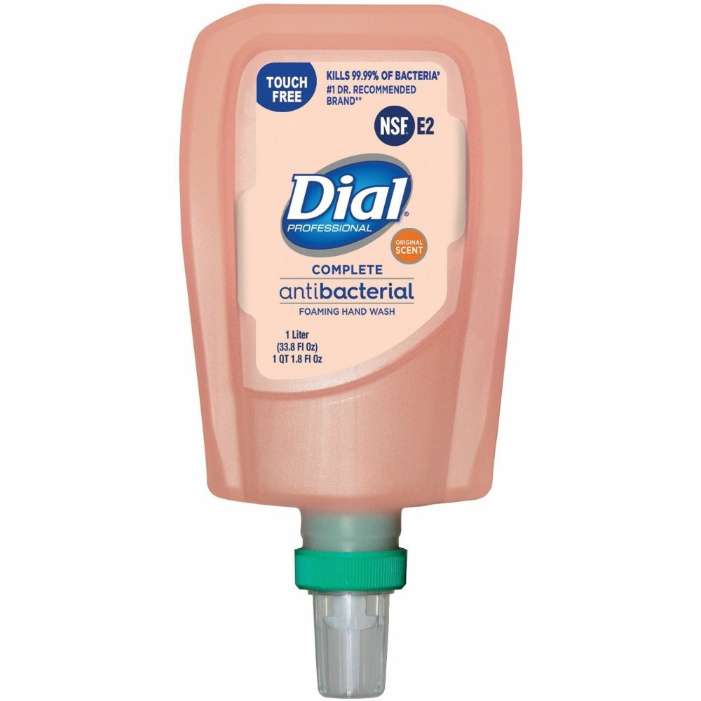 Dial FIT TouchFree Refill Antimicrobial Soap - 33.8 fl oz (1000 mL) - Touchless Dispenser - Kill Germs - Hand - Peach - Non-drying - 3 / Carton