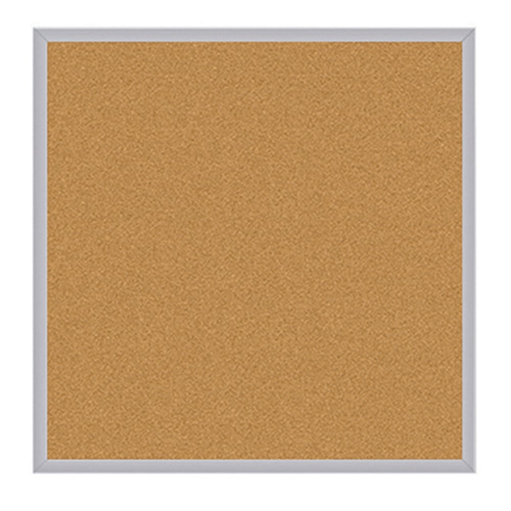 Ghent Cork Bulletin Board, 48 1/2in x 48 1/2in, Aluminum Frame With Silver Finish