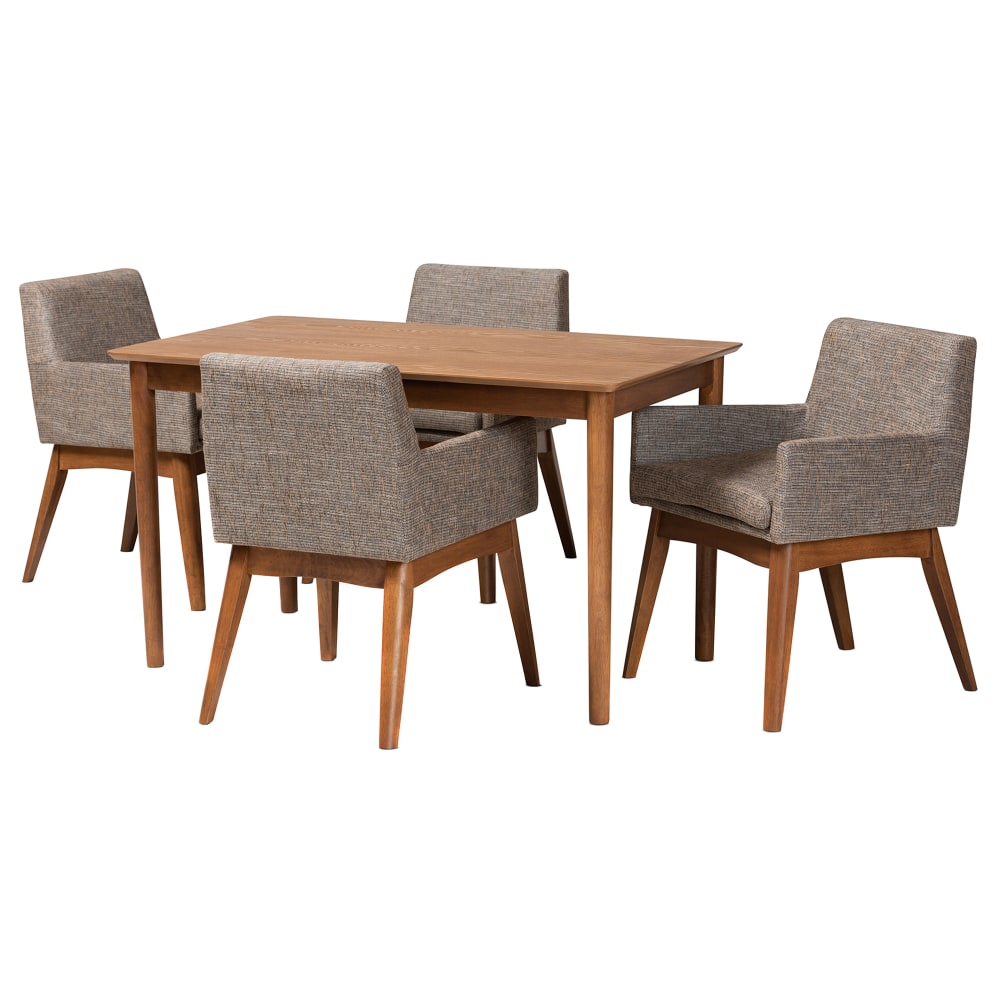 Baxton Studio Dorina 5-Piece Dining Set, Gravel/Walnut