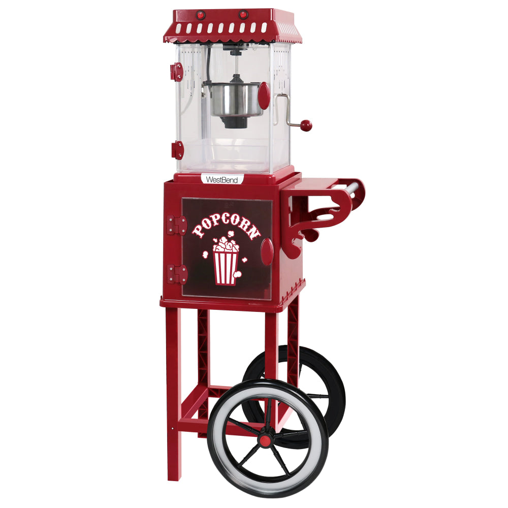 West Bend Popcorn Cart Popcorn Maker, 45-5/16inH x 18-9/16inW x 15inD, Black