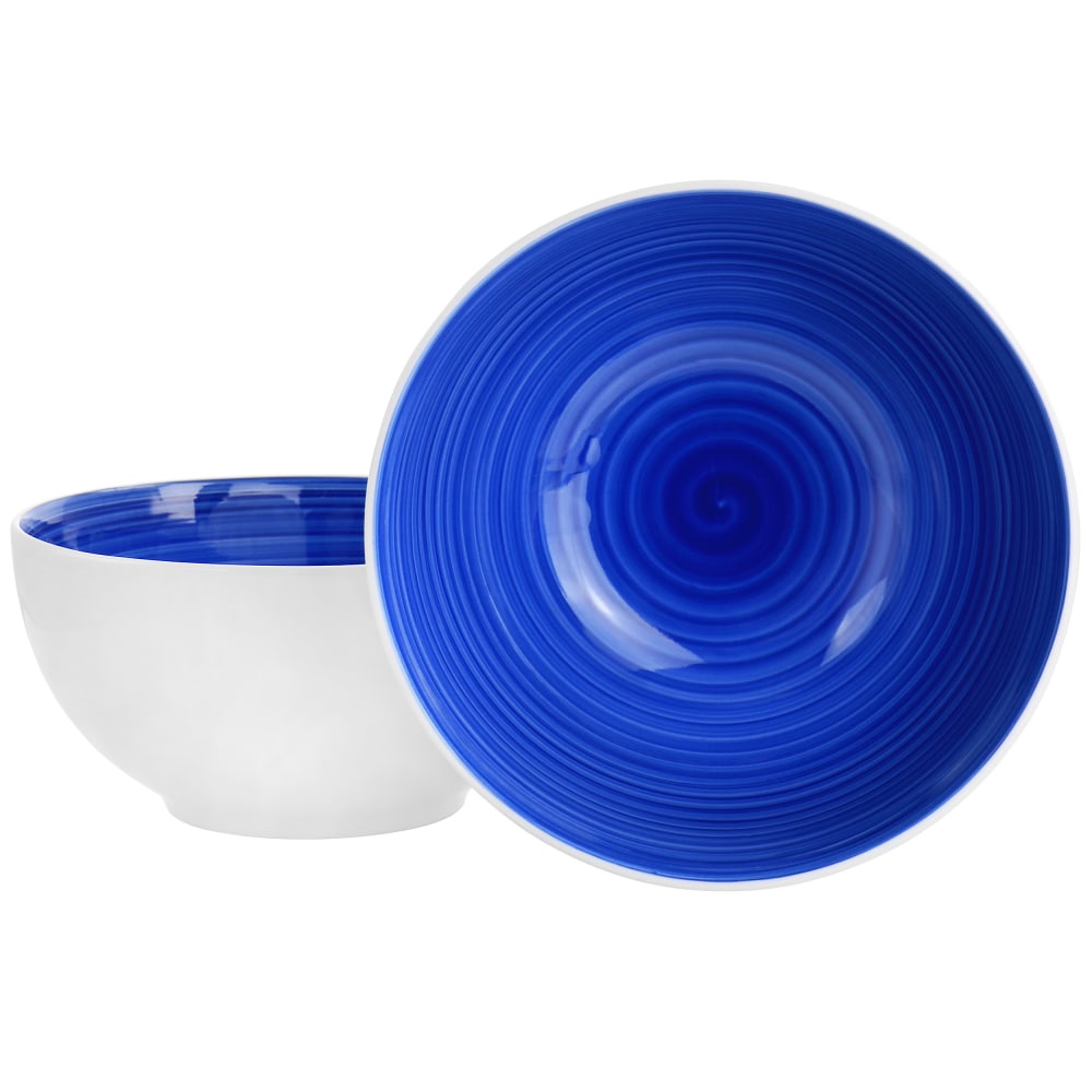 Gibson Home Crenshaw 2-Piece Bistro Bowl Set, 7in, Blue/White