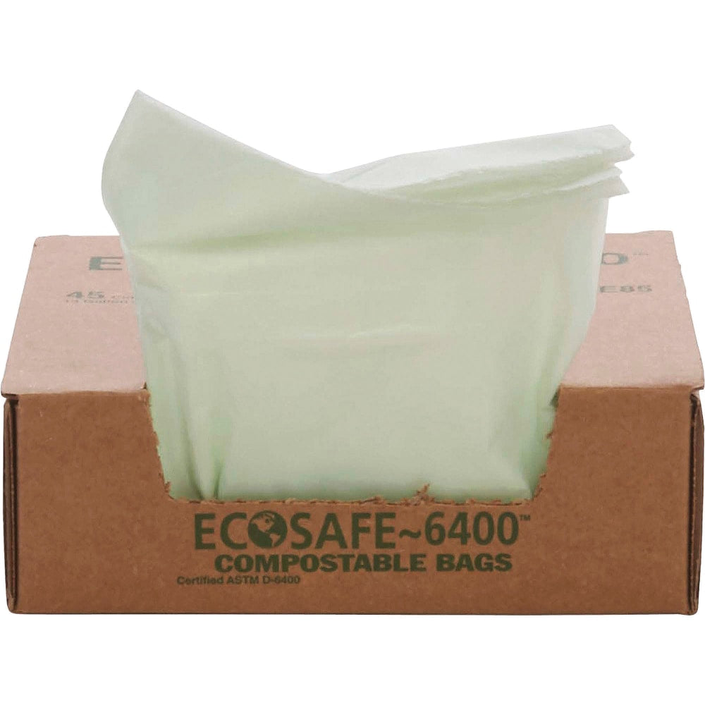 EcoSafe-6400 Compostable Compost Bags, 0.85 mil, 13-Gallon, Green, Box Of 45