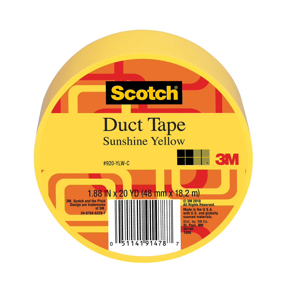 Scotch Colored Duct Tape, 1 7/8in x 20 Yd., Yellow