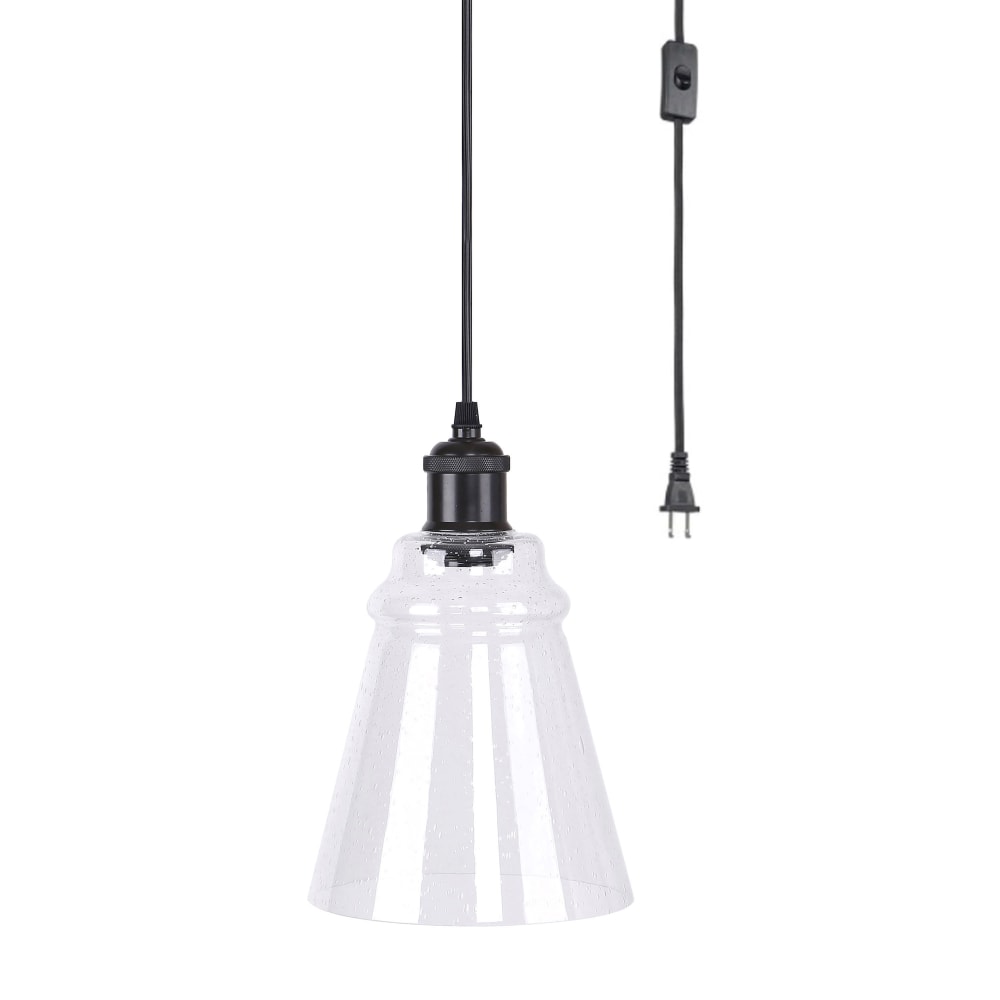 LumiSource Taurus Contemporary Pendant Ceiling Lamp, 7-1/2inW, Clear Shade/Oil-Rubbed Bronze Base