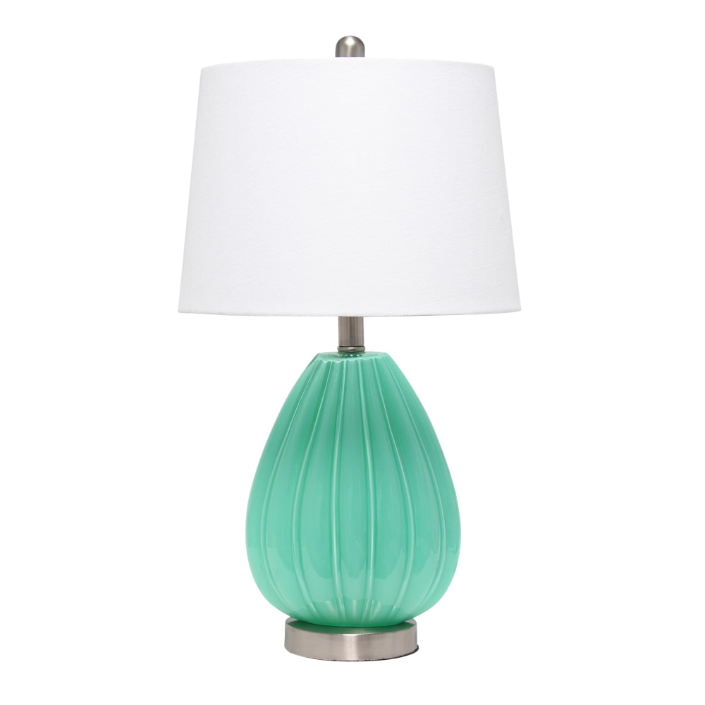 Lalia Home Pleated Table Lamp, 23-1/4inH, White Shade/Seafoam Base