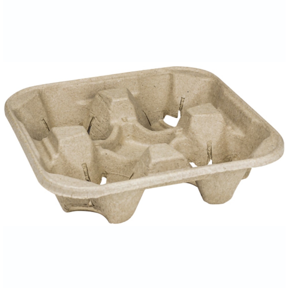 Karat 4-Cup Carriers, 8-32 Oz, Brown, Case Of 300