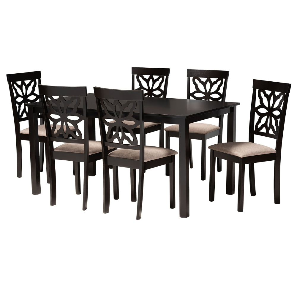 Baxton Studio Dallas Dining Set, 29-1/8inH x 59-1/16inW x 35-7/16inD, Sand/Dark Brown