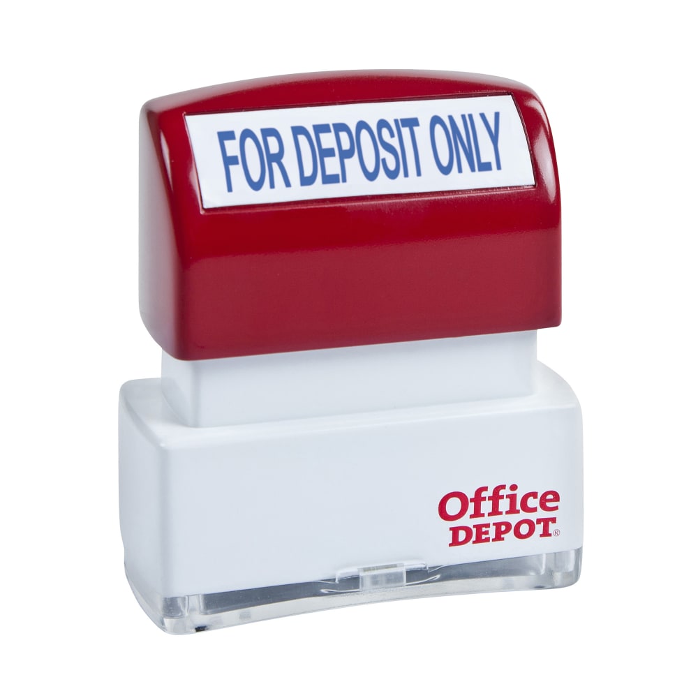 Office Depot Brand Pre-Inked Message Stamp, "For Deposit Only", Blue