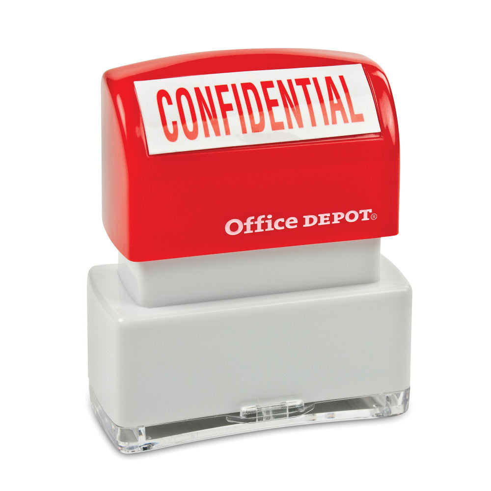 Office Depot Brand Pre-Inked Message Stamp, "Confidential", Red