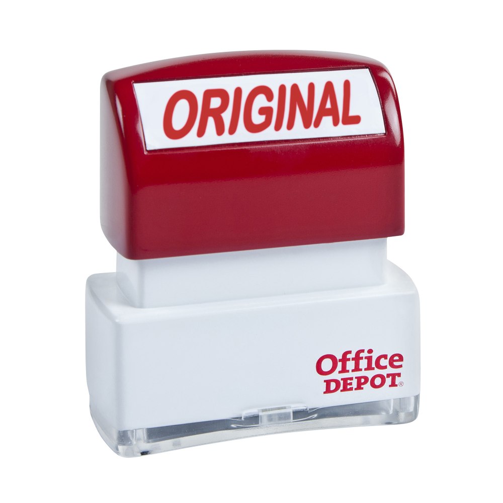 Office Depot Brand Pre-Inked Message Stamp, "Original", Red