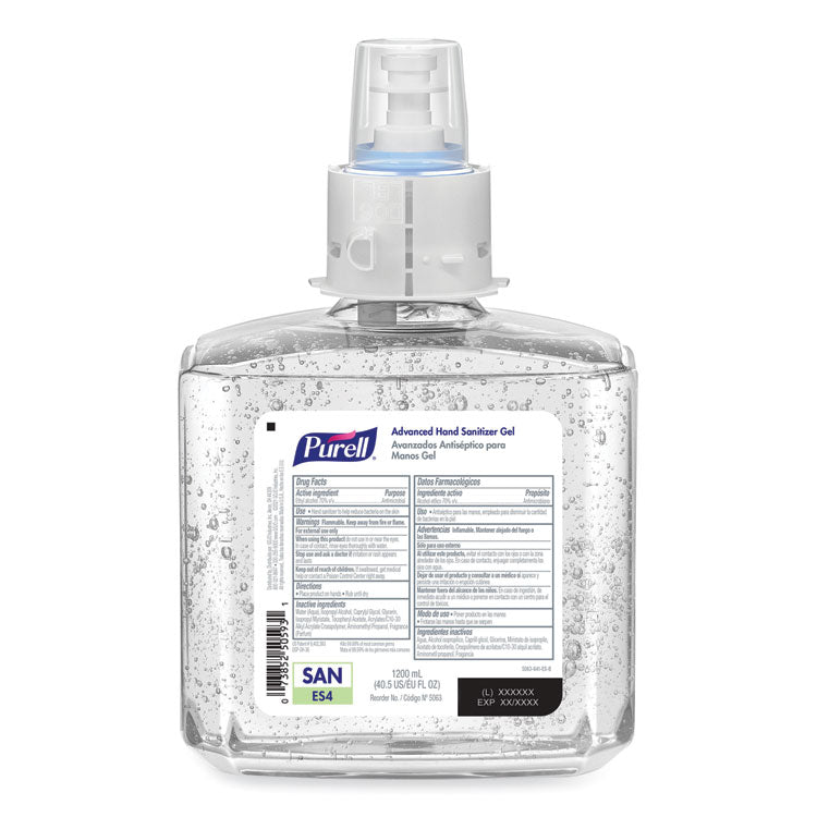 Advanced Hand Sanitizer Gel Refill, 1,200 mL, Clean Scent, For ES4 Dispensers, 2/Carton